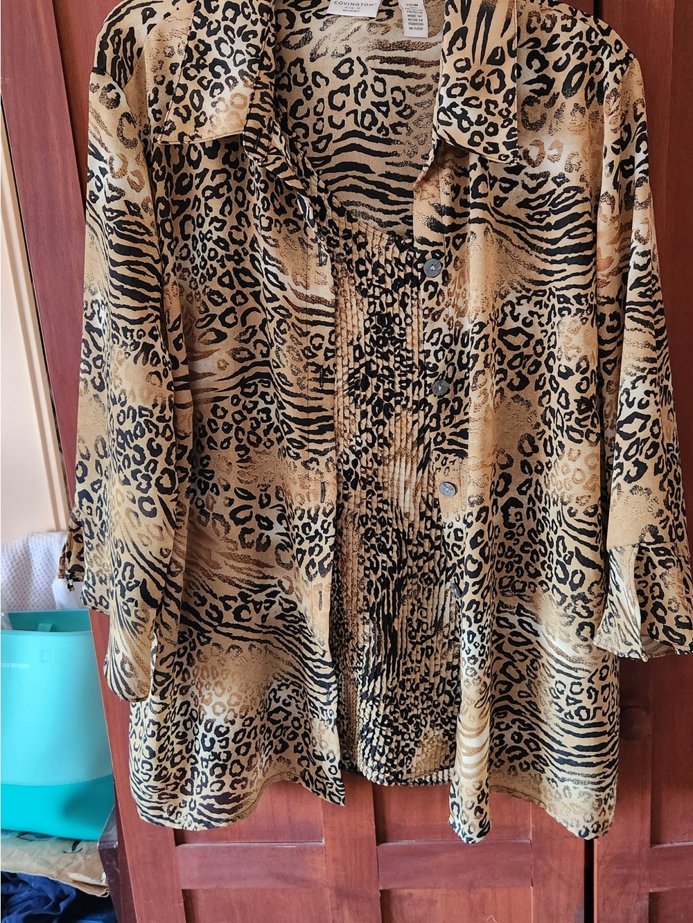 Covington Animal Print Ribbed Tank Top - Black & Tan